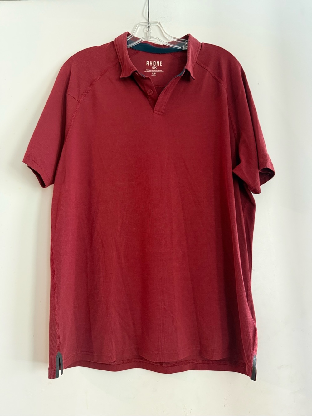 Rhone Men's Burgundy Delta Piqué Polo Shirt Short Sleeve Size L